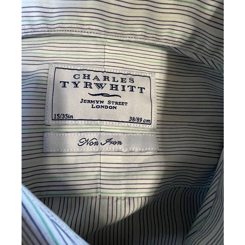 Charles Tyrwhitt White Pin Stripe Button Down, Size 15/35 - Picture 3 of 4